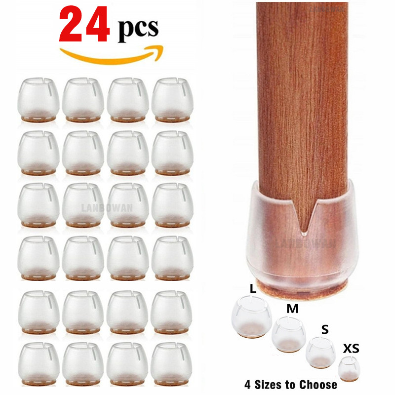 Outdoor Furniture Leg Protectors - 24 個のシリコン椅子脚プロテクター フェルト家具足パッド付き床保護カバー 滑り止めソファテーブルグライドフィートキャップ