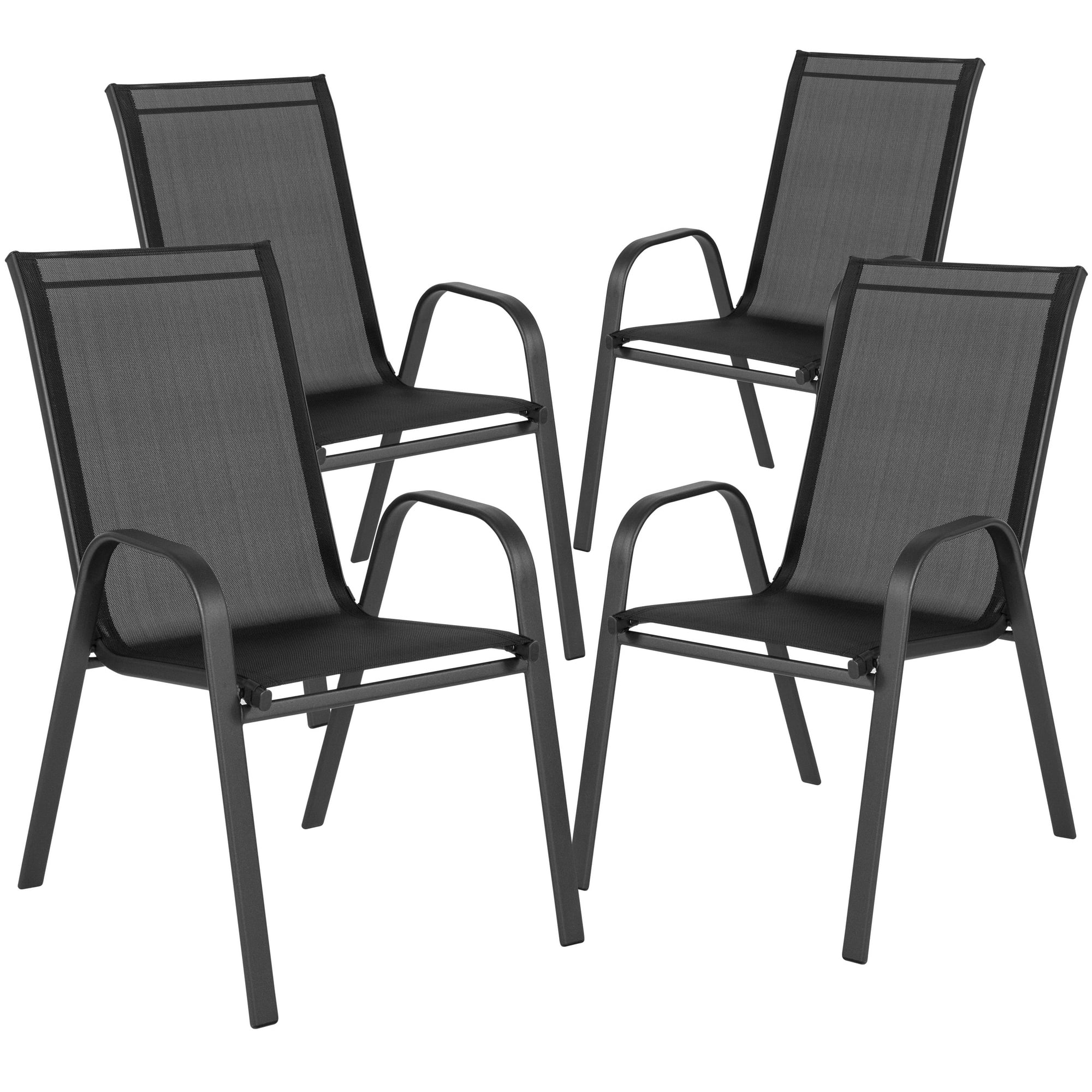 Outdoor Furniture On Sale - メタルアウトドアチェアセット 積み重ね可能 パティオ テキスタイル ダイニングチェア スタックメタルフレーム