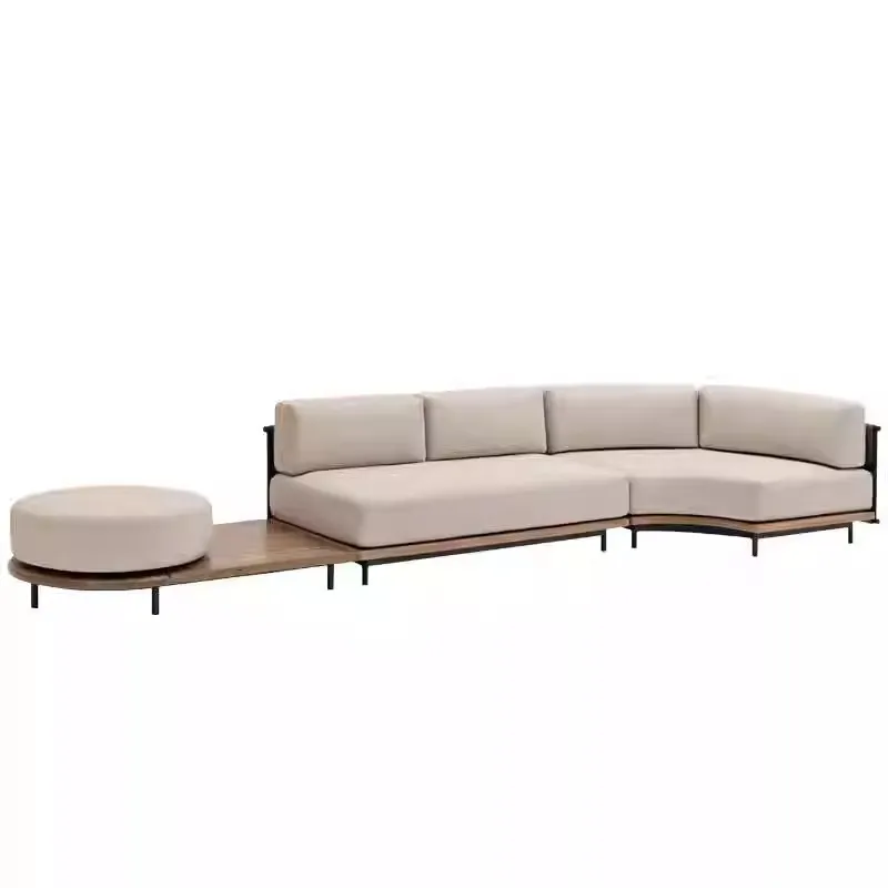 Outdoor Furniture Rattan - 北欧風屋外ラタンソファ、ヴィラ中庭ガーデンサンルーム、デザイナーラタンチェア、オープンエアチーク材レジャー家具