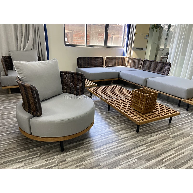 Outdoor Furniture Italian - 家具 屋外 イタリアンデザイン ソリッドチーク ディープシート モジュールソファセット