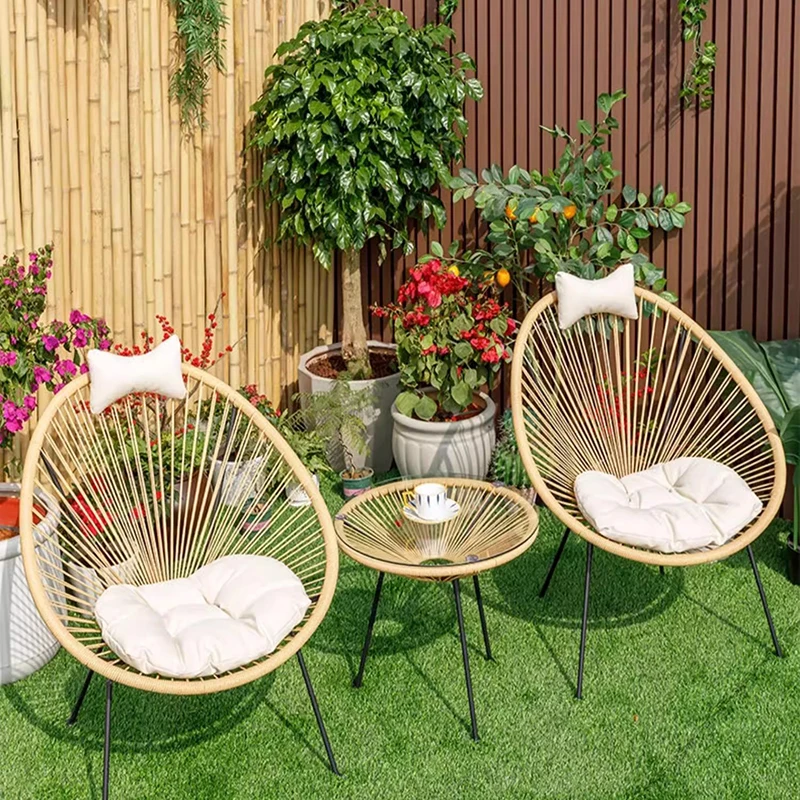 Outdoor Furniture Italian - レトロ籐ガーデン家具セット防水裏庭デザイナーイタリアガーデン家具セット移動式大人用家具装飾品