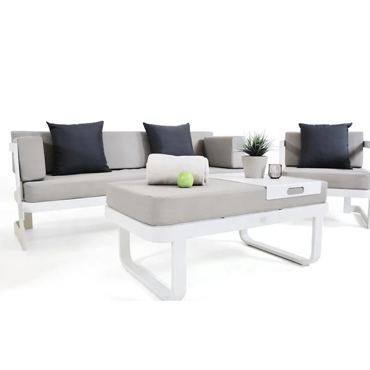 Outdoor Furniture On Sale - # 白いモダンで安いパティオ会話用ラブシートカウチ家具屋外ガーデンアルミ製セクショナルソファセット販売中 #
