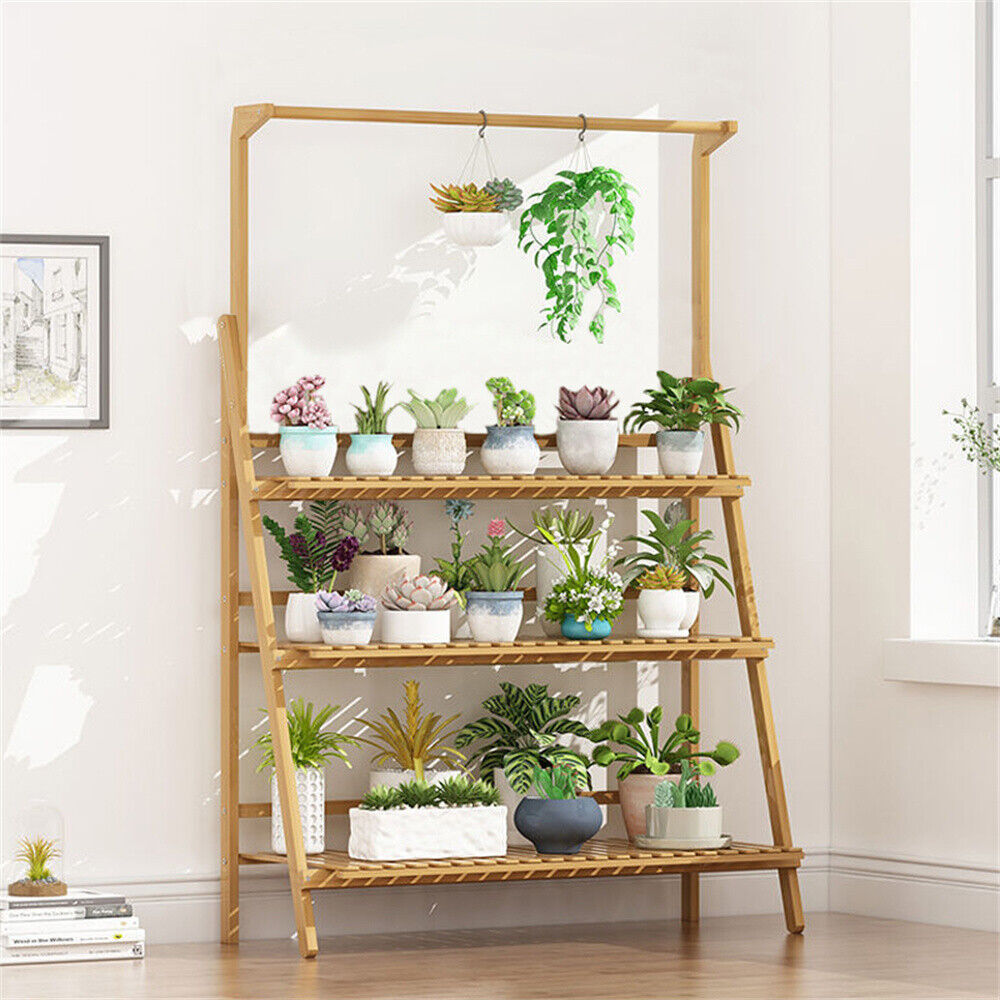 Outdoor Furniture On Sale - 折りたたみ式竹植物スタンド,植木鉢棚,屋内と屋外の温室用多目的,3レベル