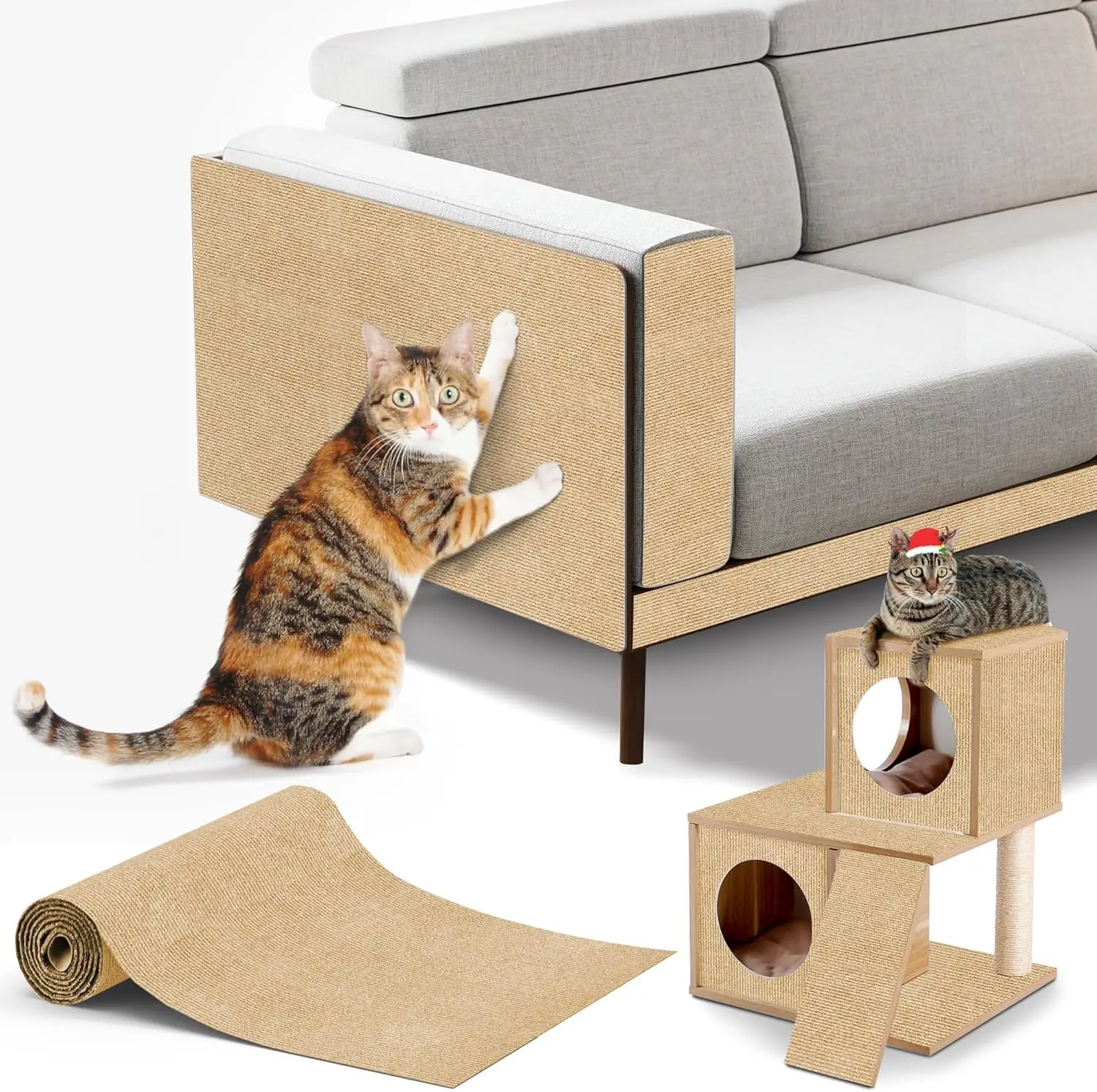 Outdoor Furniture Leg Protectors - トリミング可能な粘着式猫用爪とぎカーペットDIYクライミングスクラッチャーマット家具ソファテーブル脚保護カバー傷防止カバー