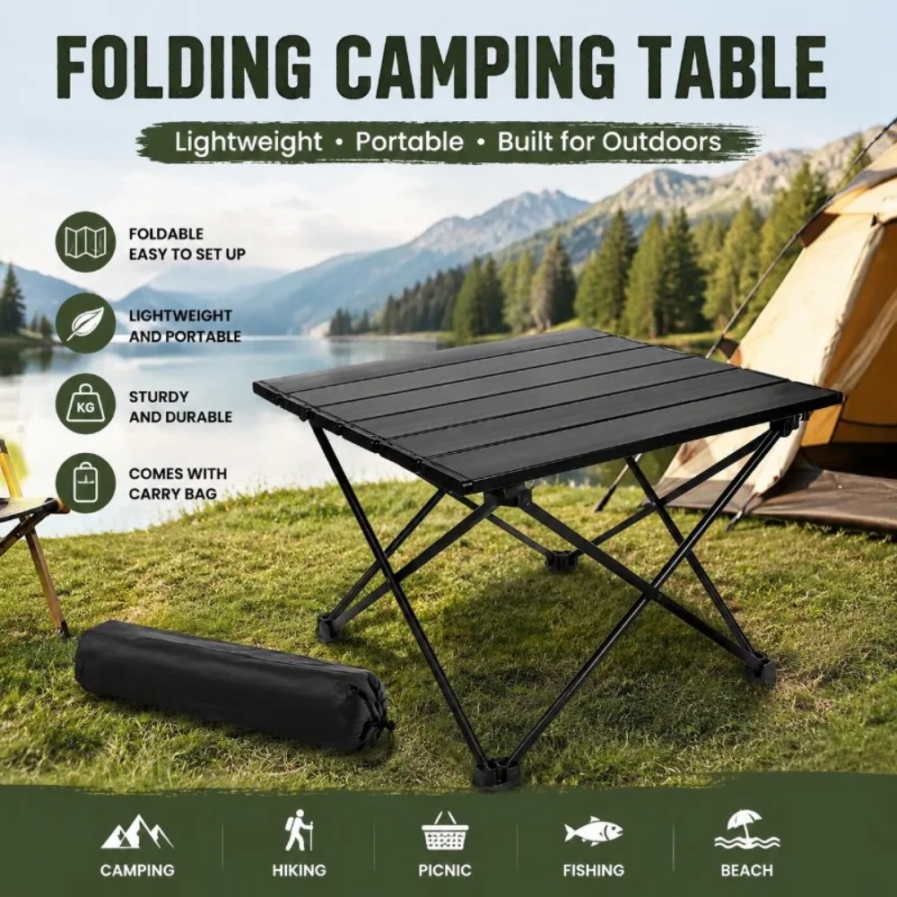 Outdoor Furniture Usa - 超軽量ポータブルキャンプ折りたたみテーブルローラーシャッターピクニックテーブル耐久性のある屋外バーベキュービーチ釣り旅行テーブル