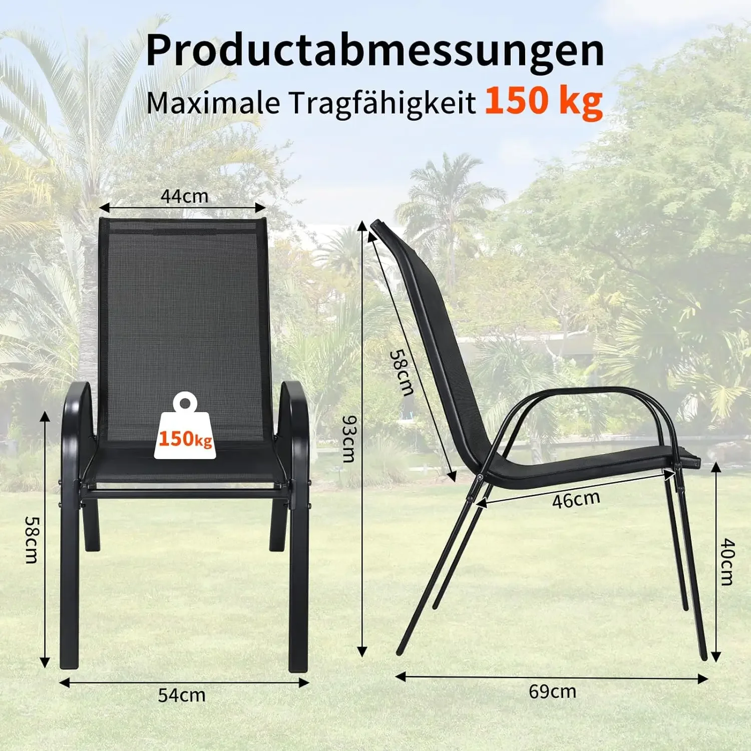 メタルアウトドアチェアセット 積み重ね可能 パティオ テキス - Outdoor Furniture On Sale のレビューと価格