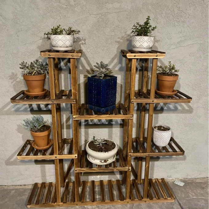 木製植物棚植木鉢スタンド屋内屋外多層植物ディスプレイスタンド - Outdoor Furniture On Sale のレビューと価格