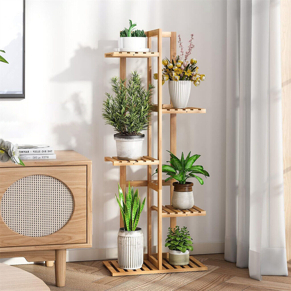 5/6 層背の高い竹植物スタンド屋内屋外用コーナーフラワーデ - Outdoor Furniture On Sale のレビューと価格
