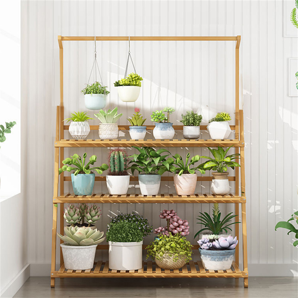 折りたたみ式竹植物スタンド,植木鉢棚,屋内と屋外の温室用多目 - Outdoor Furniture On Sale のレビューと価格