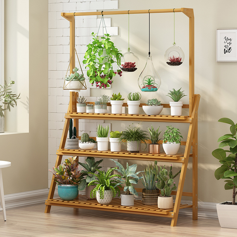 折りたたみ式竹植物スタンド,植木鉢棚,屋内と屋外の温室用多目 - Outdoor Furniture On Sale のレビューと価格