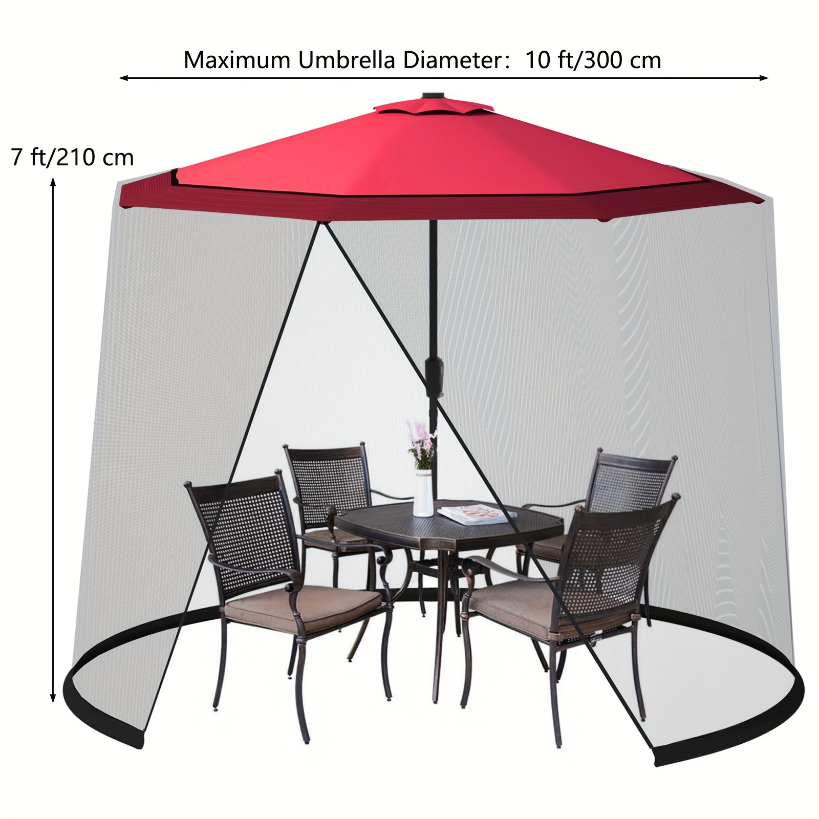 9フィート10フィートパティオ傘用蚊帳、ジッパー付き屋外テー - Outdoor Furniture Usa のレビューと価格