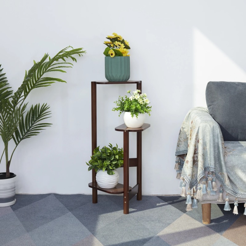 3段竹背の高いコーナープラントラックプランタースタンド植木鉢 - Outdoor Furniture On Sale のレビューと価格