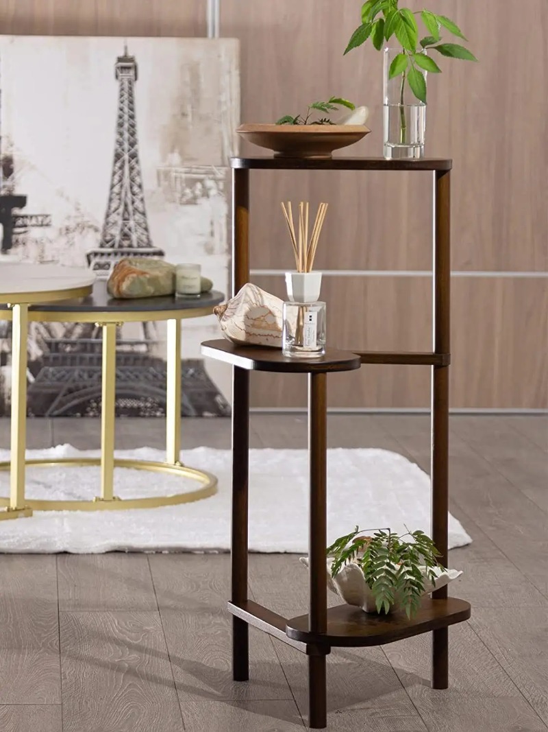 3段竹背の高いコーナープラントラックプランタースタンド植木鉢 - Outdoor Furniture On Sale のレビューと価格