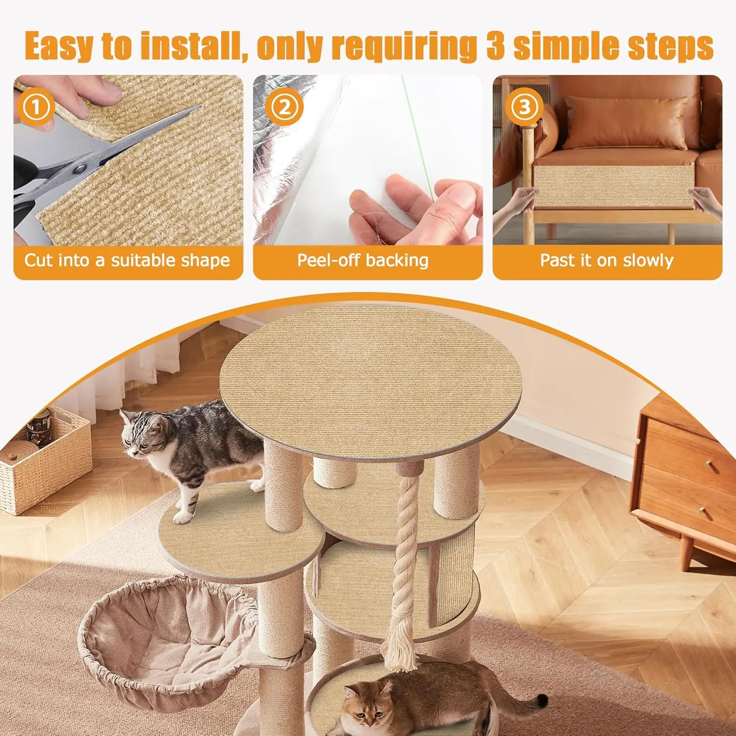 トリミング可能な粘着式猫用爪とぎカーペットDIYクライミング - Outdoor Furniture Leg Protectors のレビューと価格