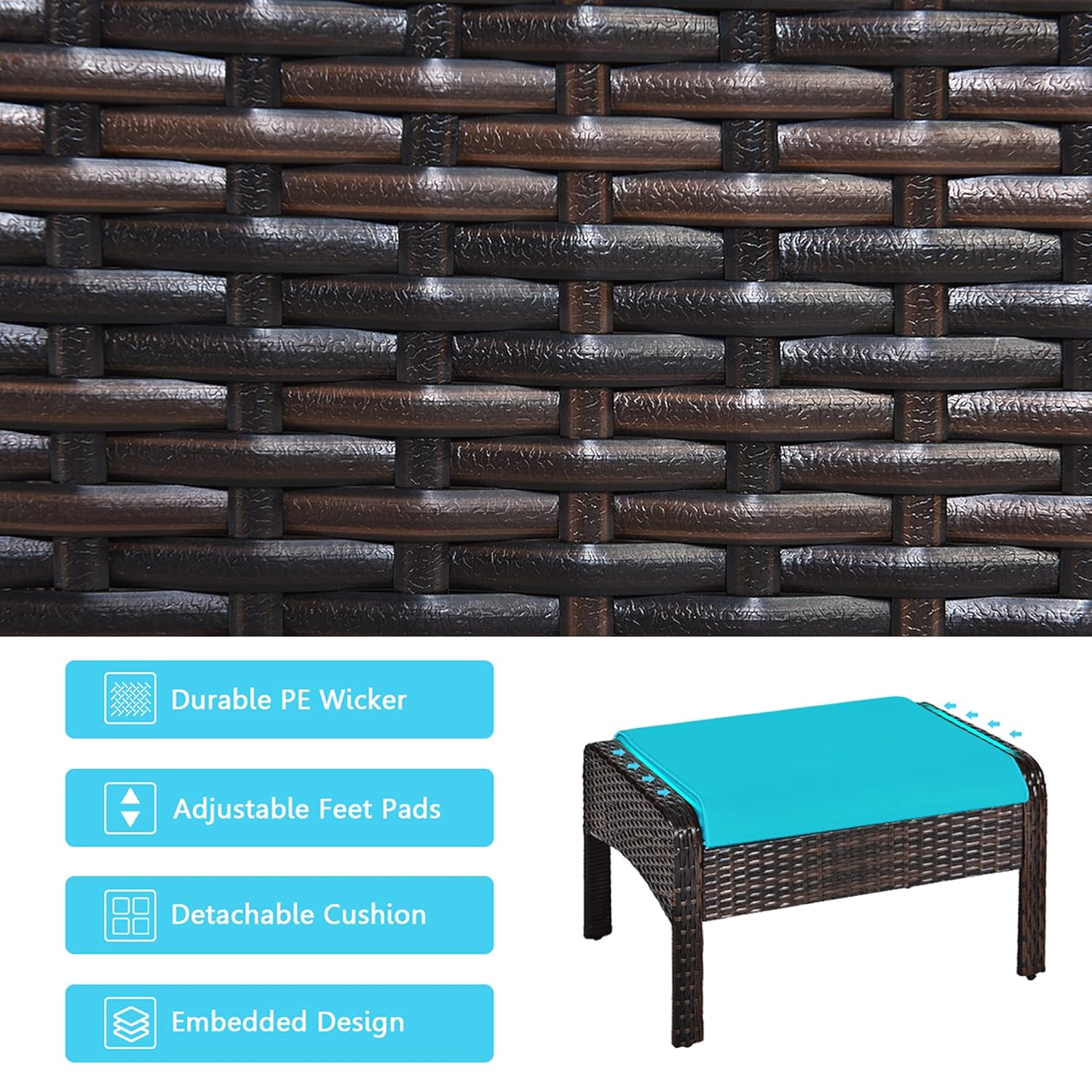 5ピースラタンパティオセットクッション、ガラステーブル、オッ - Outdoor Furniture On Sale のレビューと価格