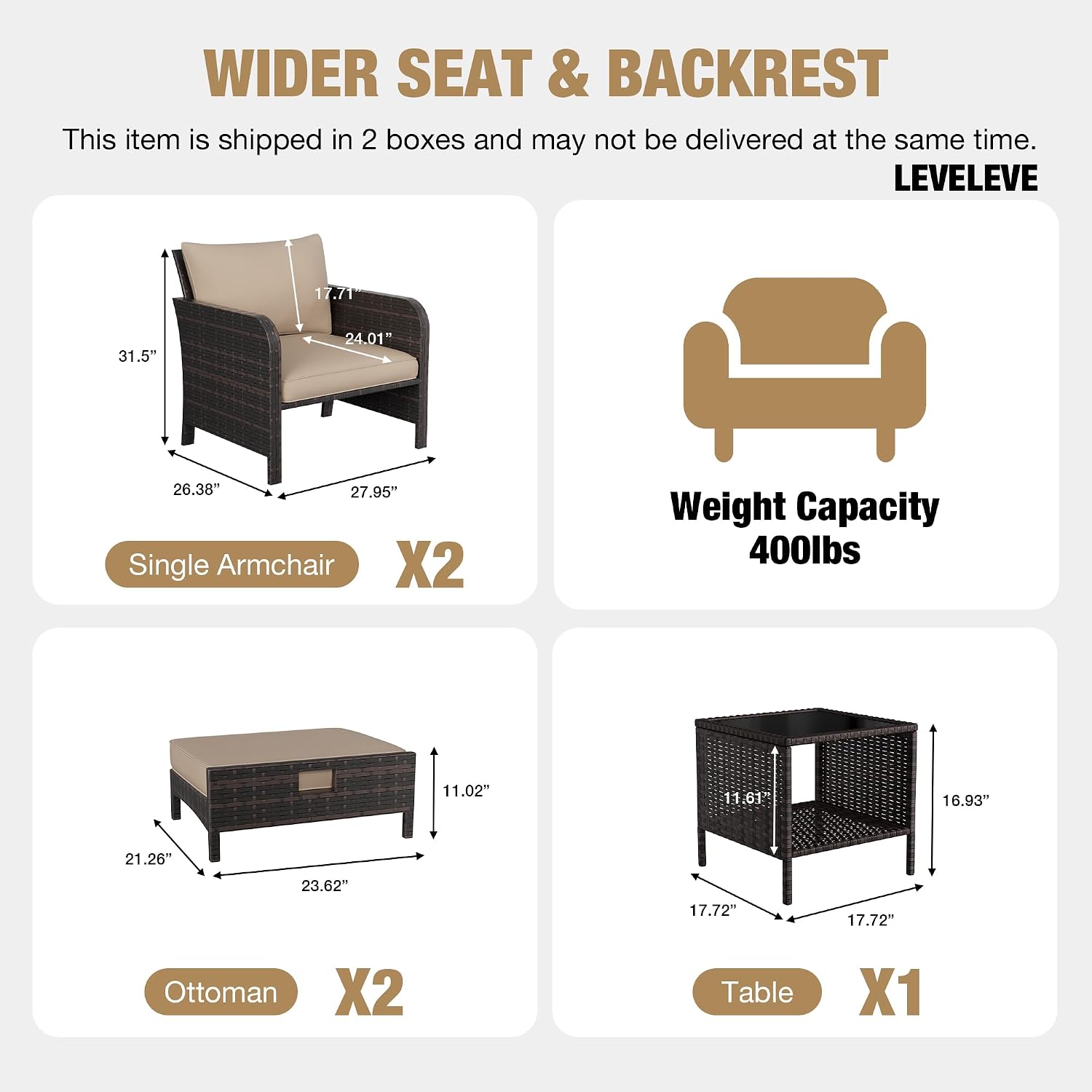 パティオ5点会話用家具セット、厚いソフトクッション付き屋外用 - Outdoor Furniture Diy のレビューと価格