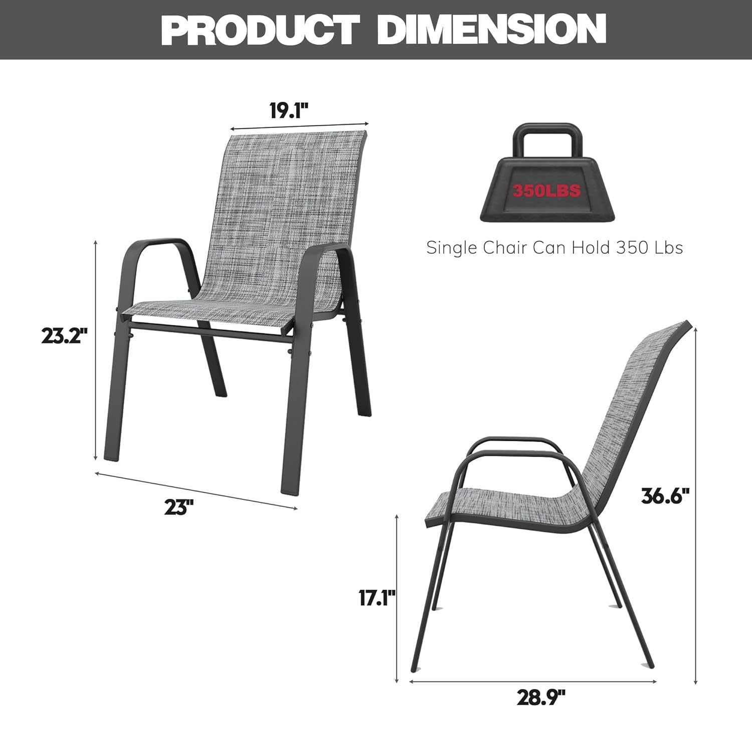 積み重ね可能な屋外ダイニングチェア6脚セット、全天候型テキス - Outdoor Furniture On Sale のレビューと価格