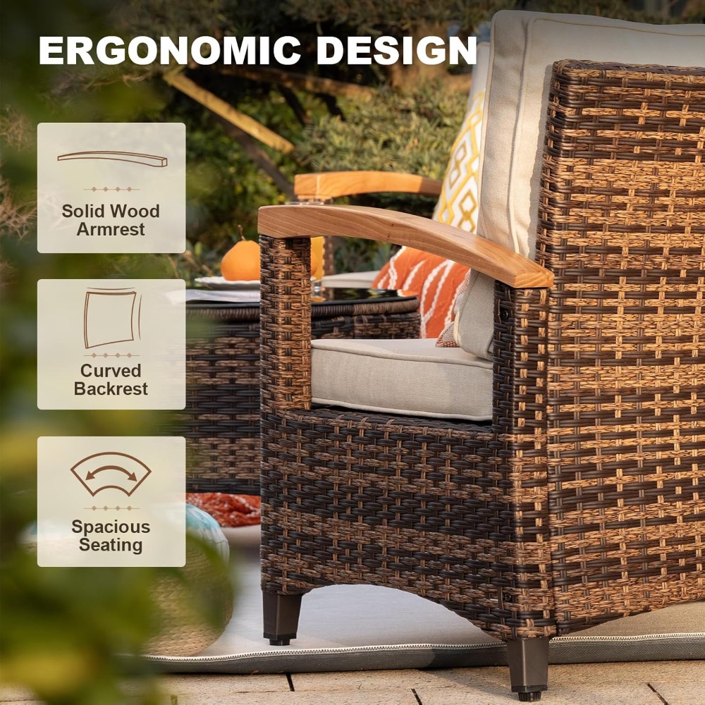 9ピース屋外パティオ家具セット、ハーフムーンカーブセクショナ - Outdoor Furniture Rattan のレビューと価格