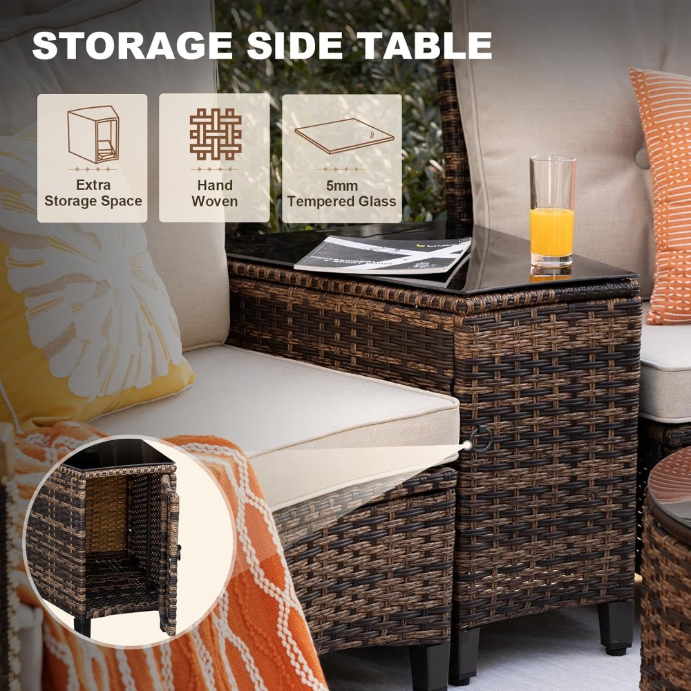 9ピース屋外パティオ家具セット、ハーフムーンカーブセクショナ - Outdoor Furniture Rattan のレビューと価格
